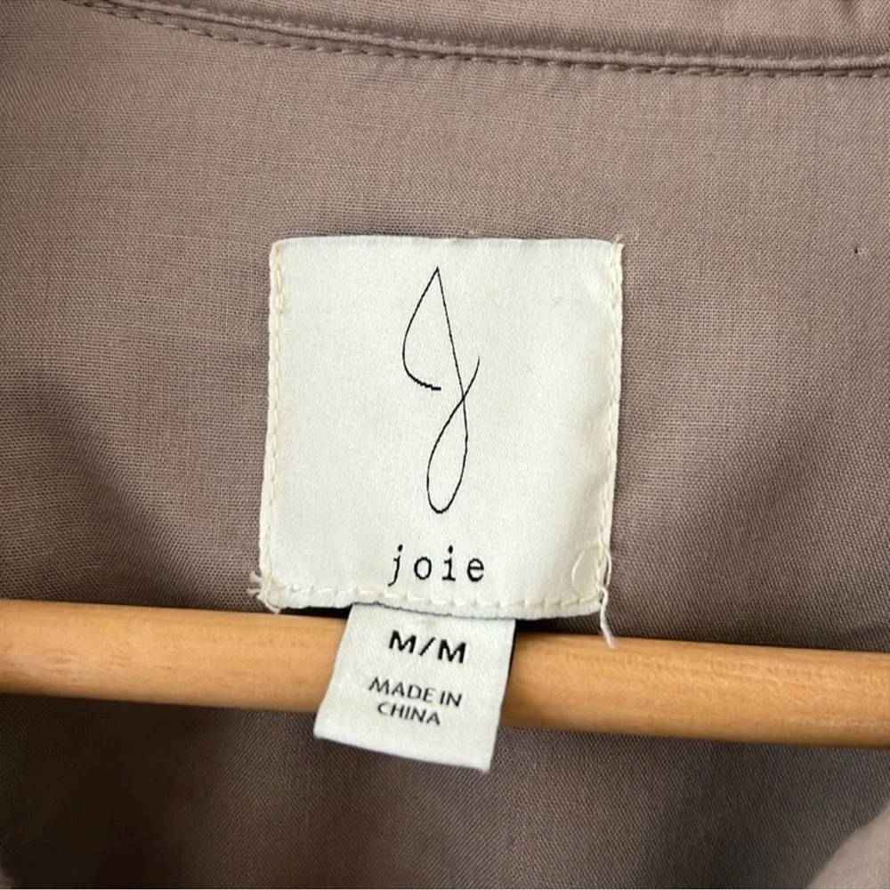 JOIE Plaid Thick Flannel Button-Up Fleece Oversized Shacket in Tan/Cream Size M